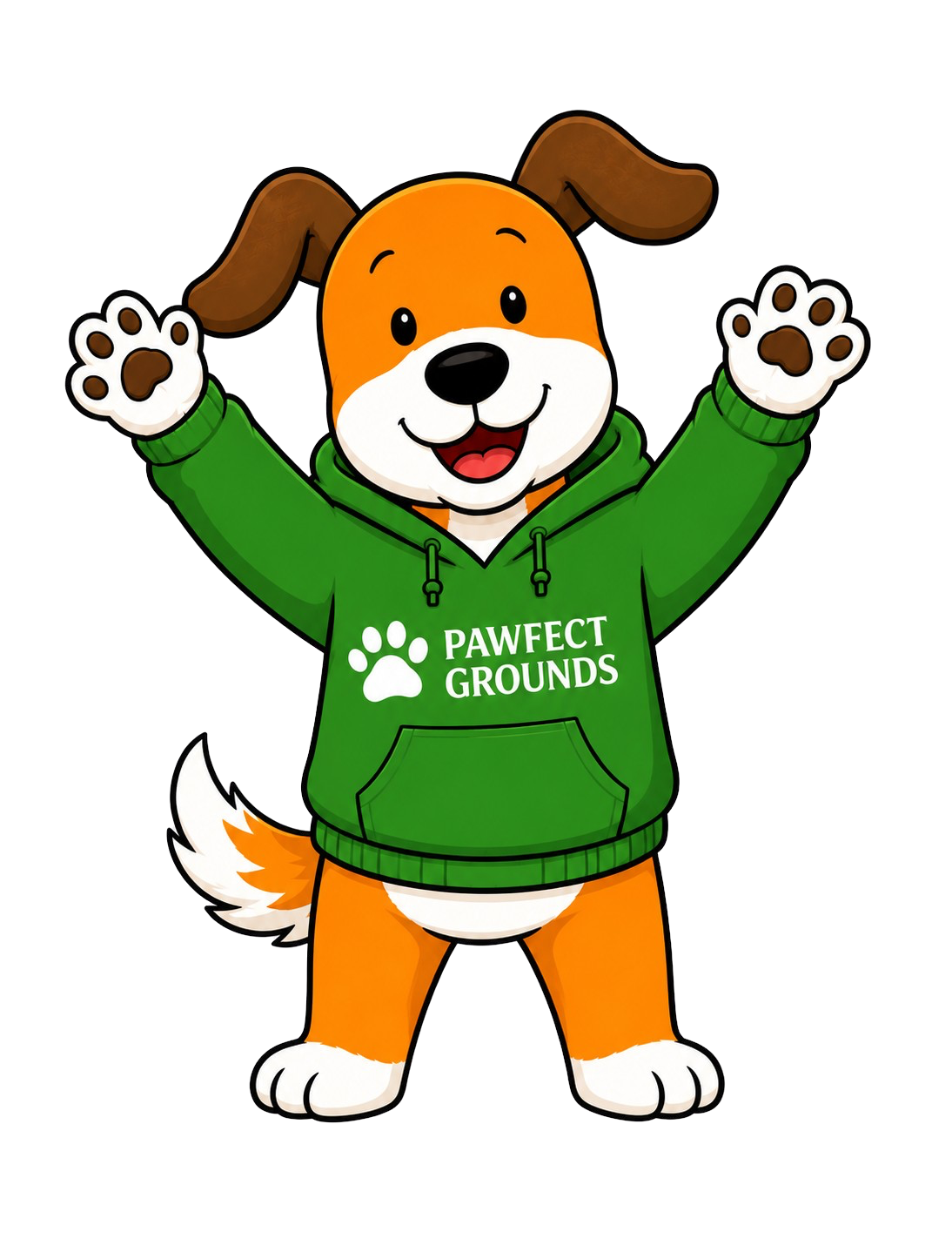 PAWfect Grounds mascot celebrating